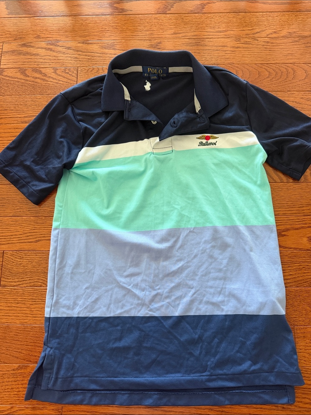 Polo by Ralph Lauren Navy, Mint & Light Blue Striped Polo